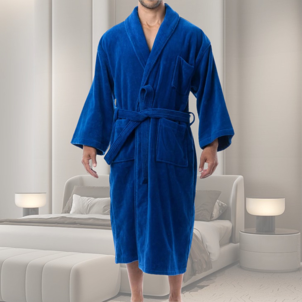 A pure cotton terry cloth bathrobe for men