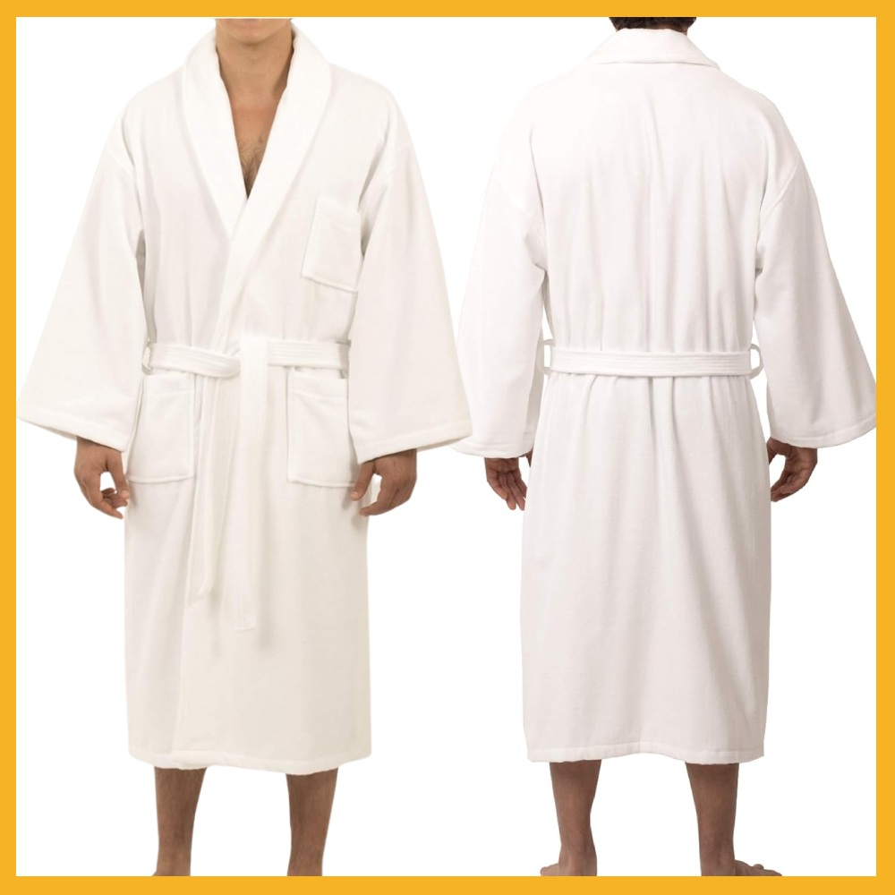 Mens Terry Cloth Robe (Black): image 3