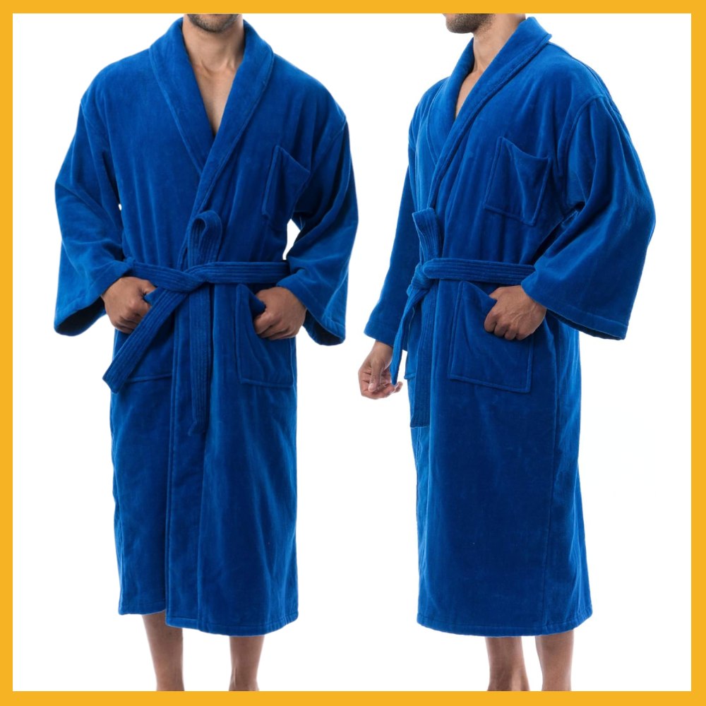 Mens Terry Cloth Robe (Black): image 4