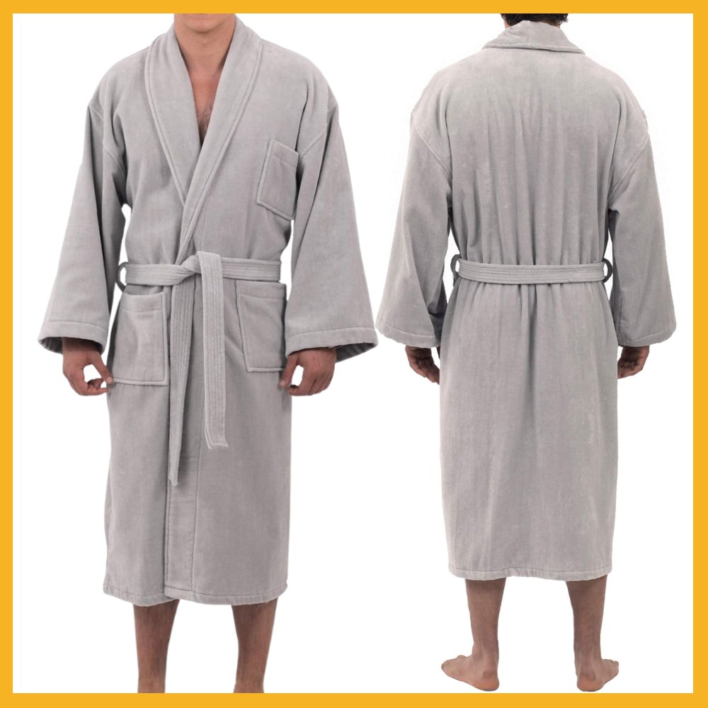 Mens Terry Cloth Robe (Black): image 5