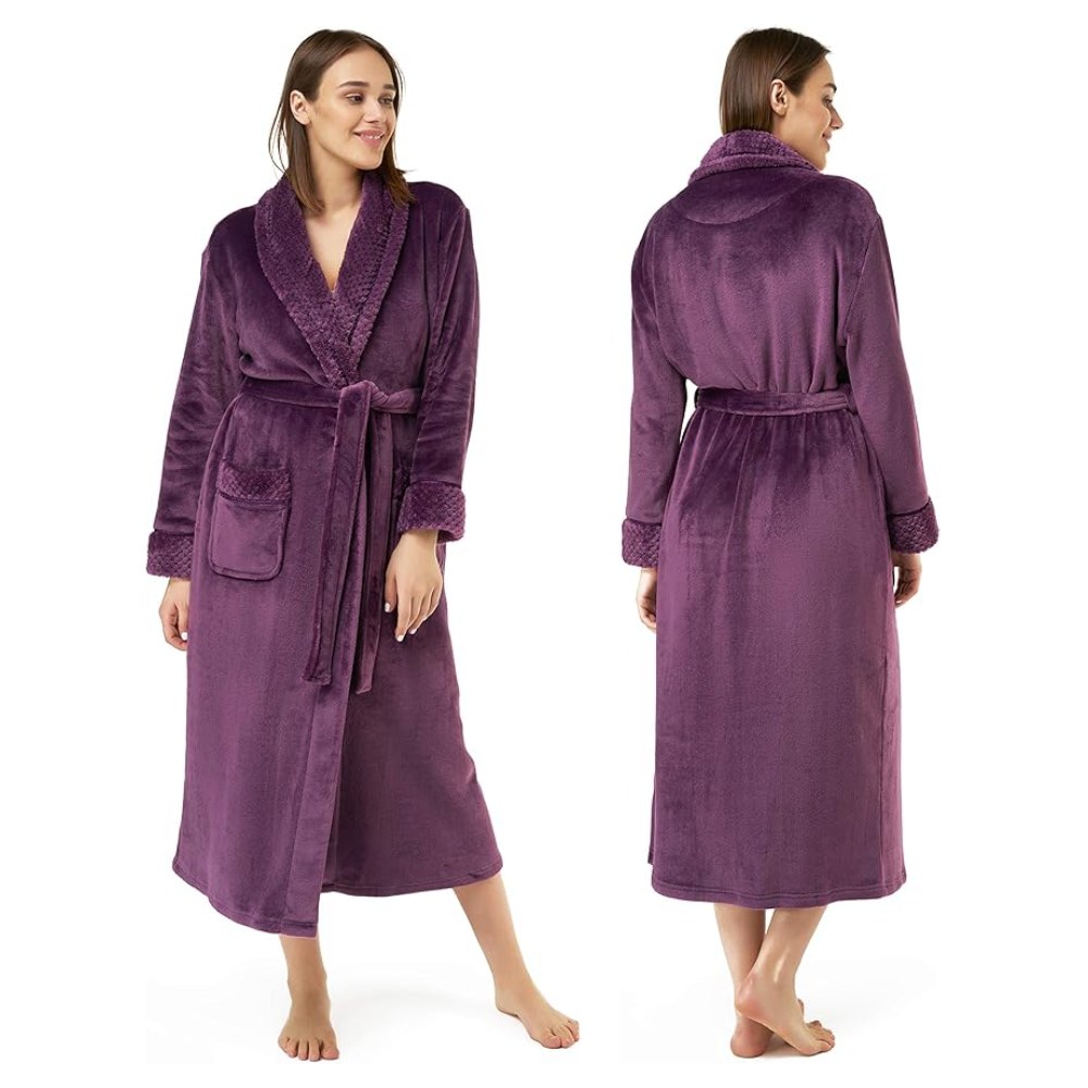 Ladies Fleece Bathrobes (Grey): image 4