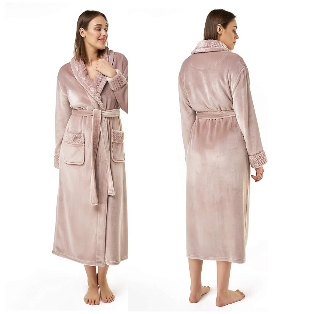 Ladies Fleece Bathrobes (Grey): image 5