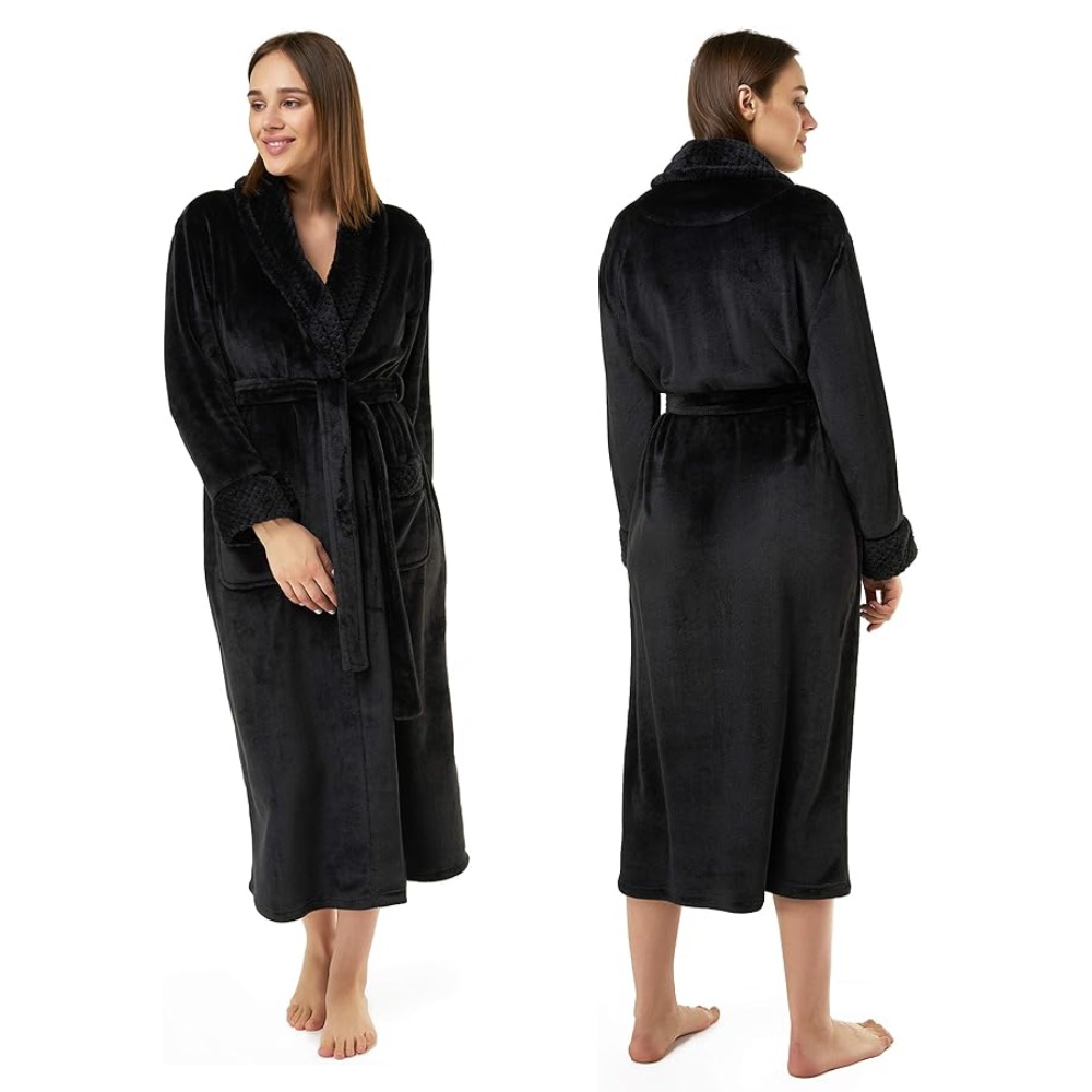 Ladies Fleece Bathrobes (Grey): image 7