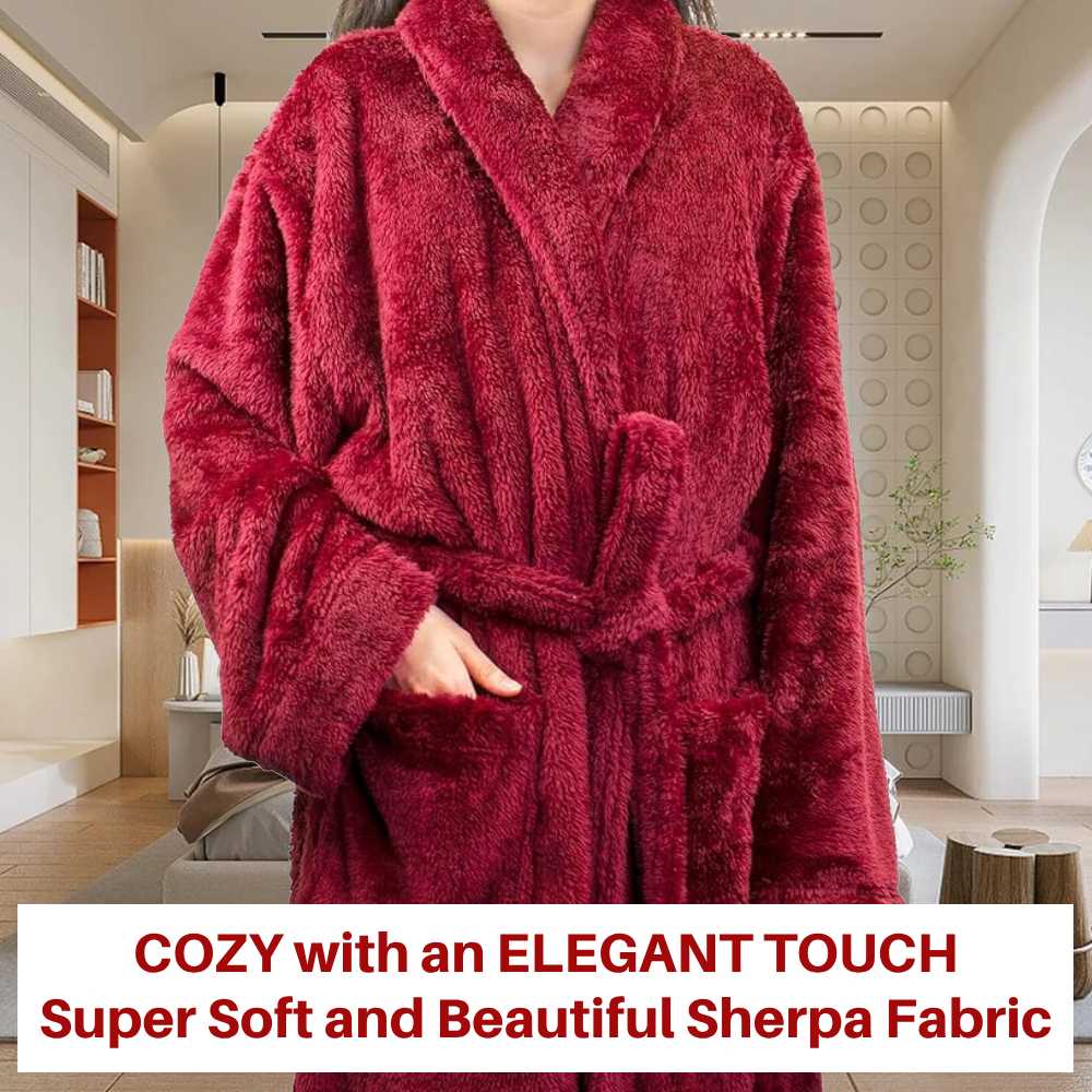 Ladies Fluffy Robe (Wine): image 8
